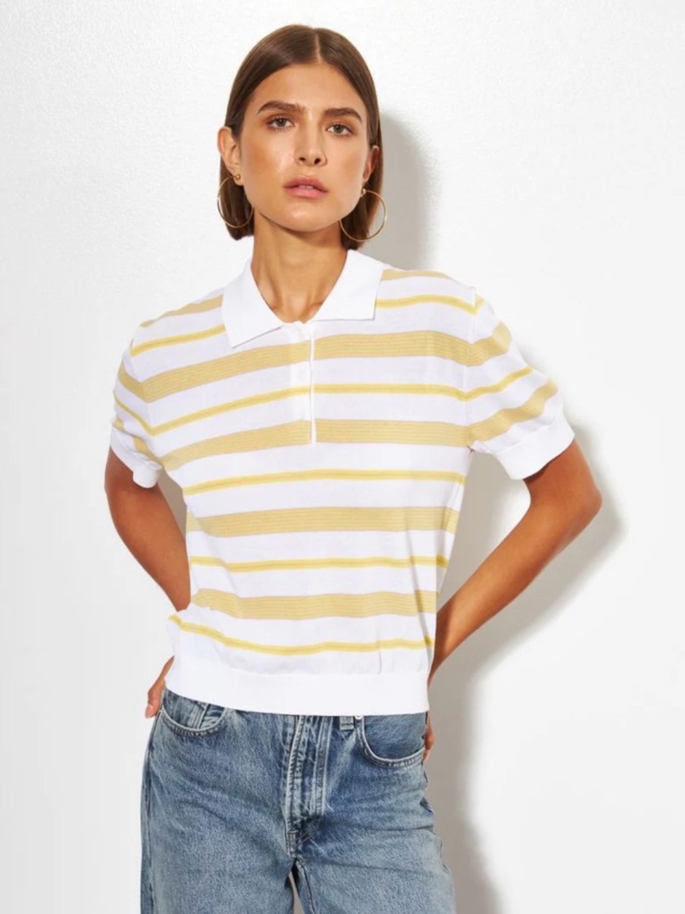 LINE London Stripe Short Sleeve Polo in Color Iced Lemonade